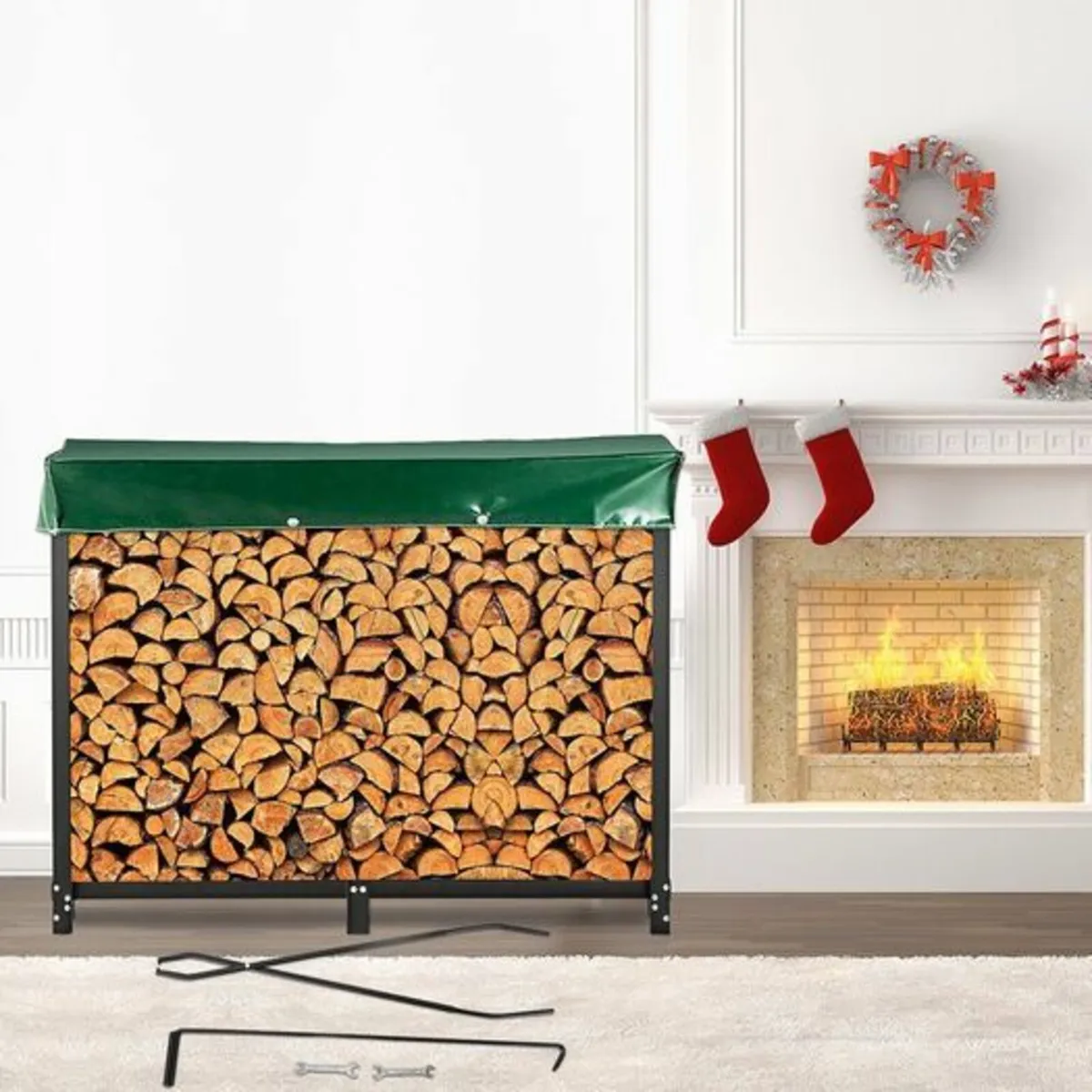 Firewood Log Rack, 6FT or 8ft Firewood Rack Outdoo - Image 1