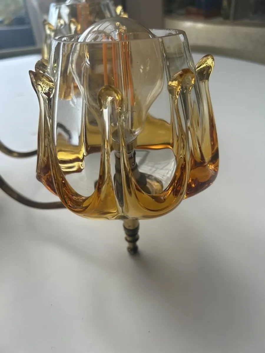 Stunning 70s Murano Glass Chandelier with 2 matching Sconces - Image 2