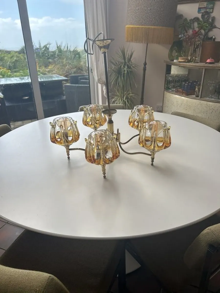 Stunning 70s Murano Glass Chandelier with 2 matching Sconces - Image 4