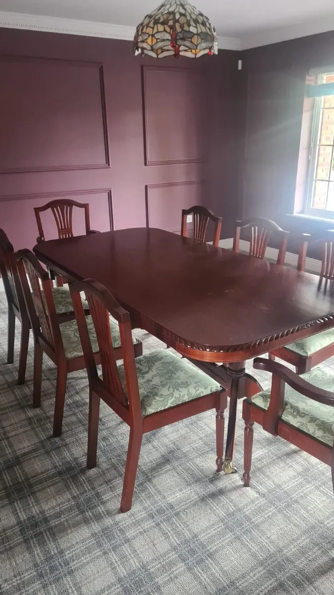 Antique Style 8 Seater Table and Chairs - Image 1