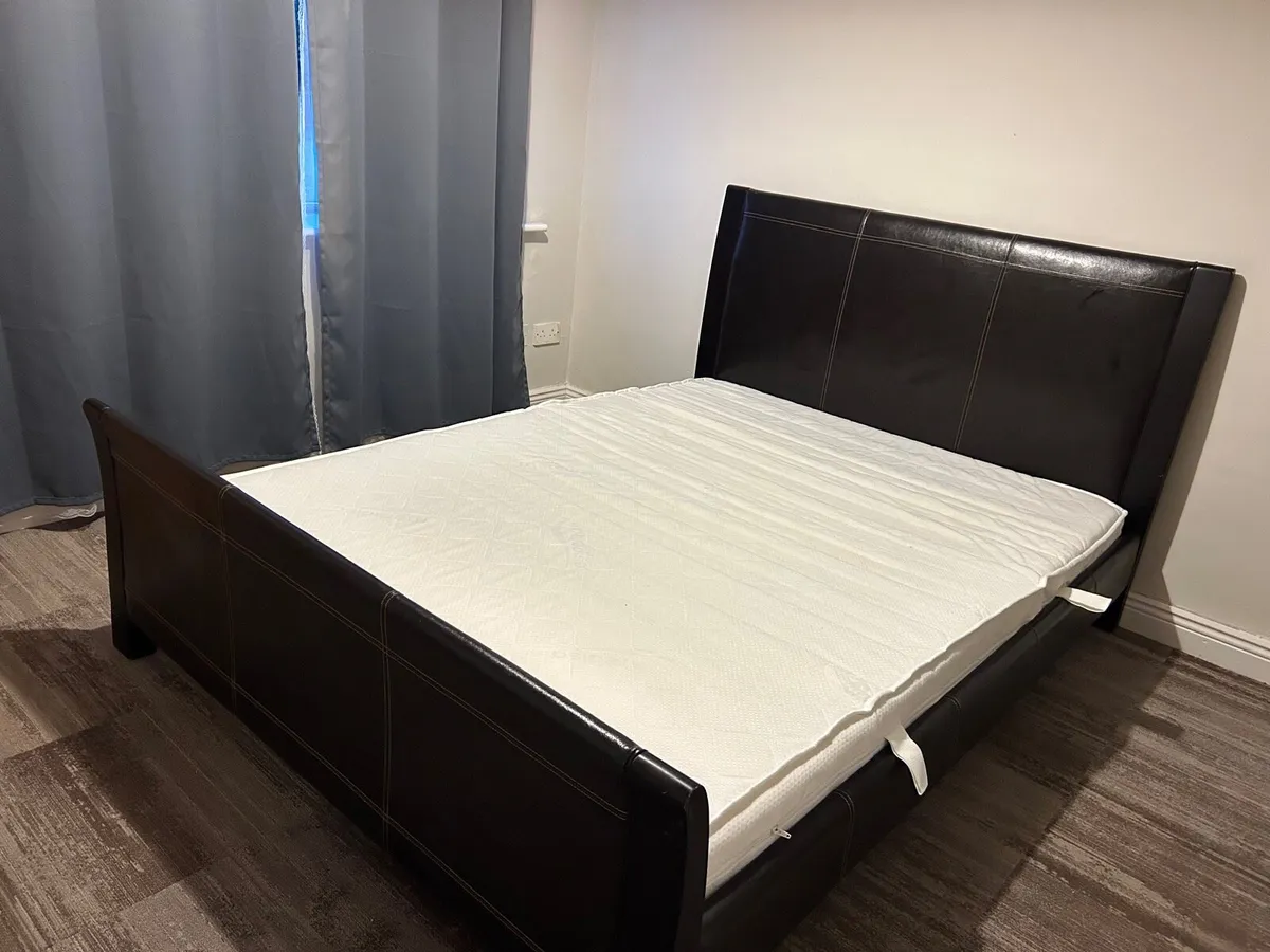 King size bed and mattress - Image 1