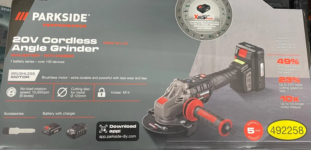 Parkside Performance 20V Cordless Angle Grinder - Image 1