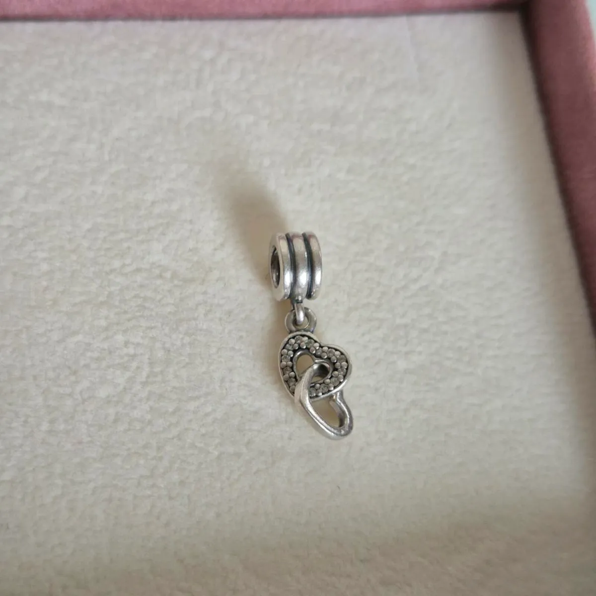 Pandora dangle charm interlocking heart sparkly - Image 1