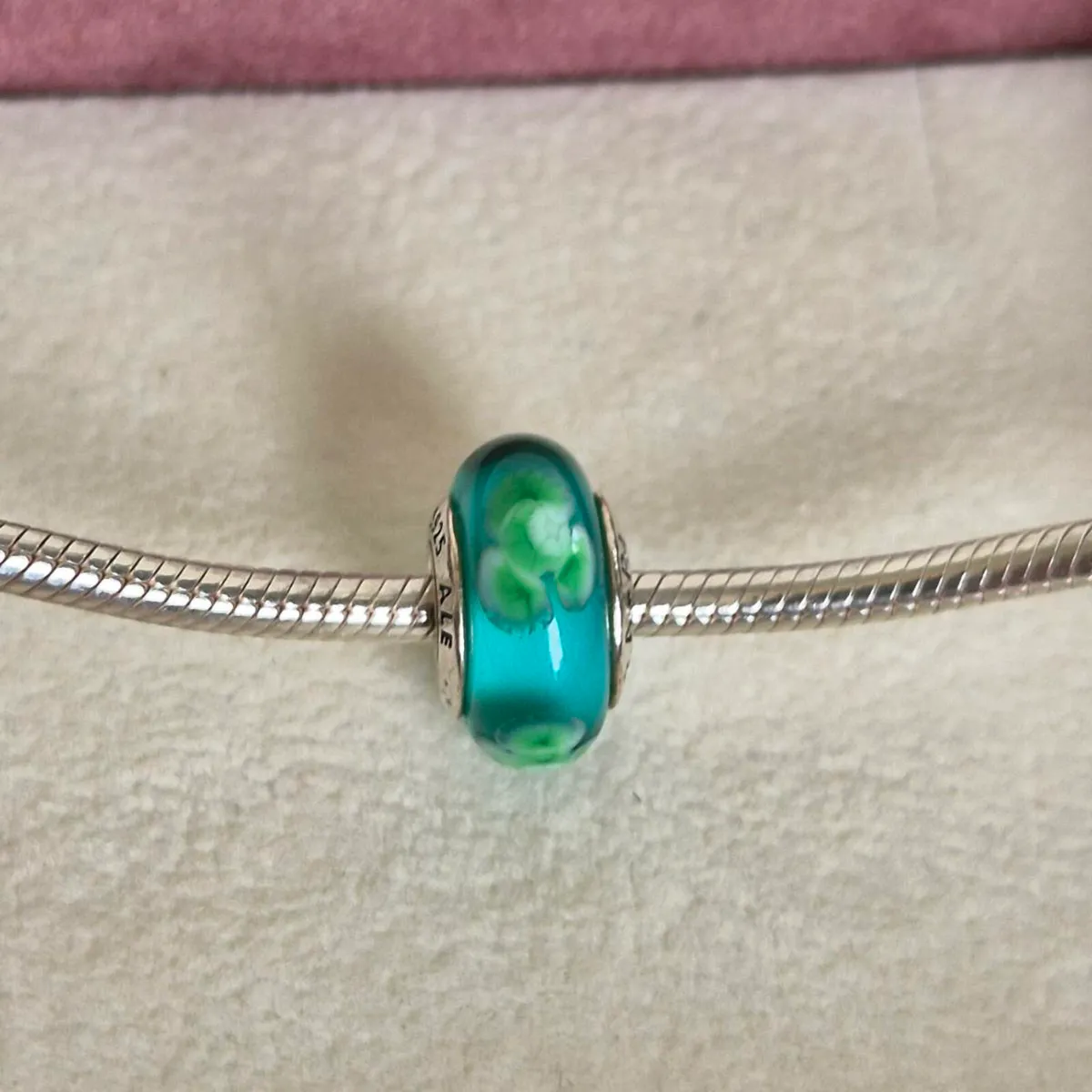 Pandora charm murano glass flower green - Image 1