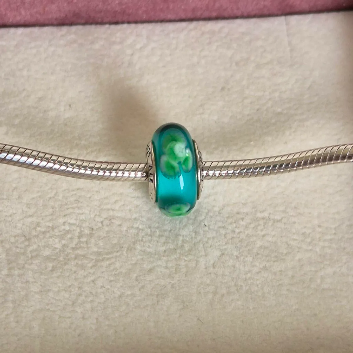 Pandora charm murano glass flower green - Image 2
