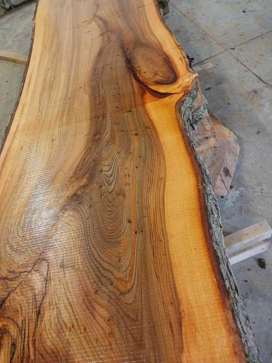 Live edge fresh cu oak slabs   table top homemade - Image 4