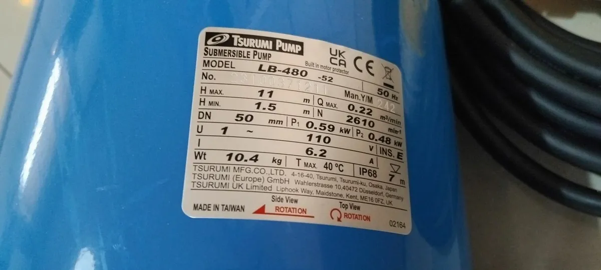 Tsurumi LB-480 Submersible Pump 110v - Image 4