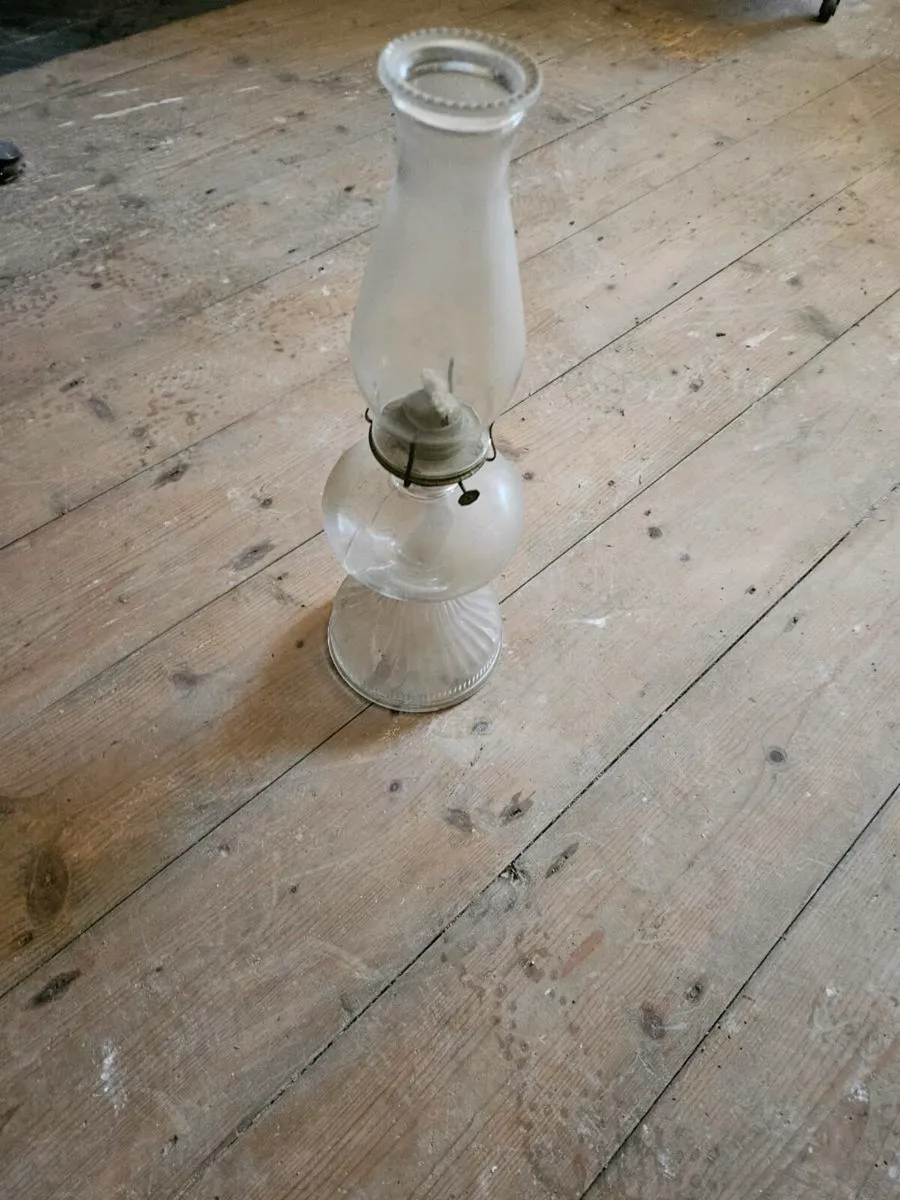 Vintage Glass Oil Lamp - Image 1