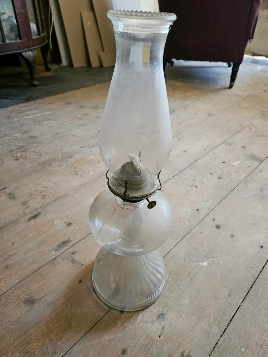 Vintage Glass Oil Lamp - Image 3