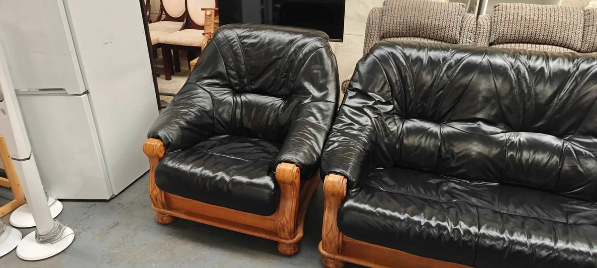 3+1+1 Black Leather Suite - Image 2