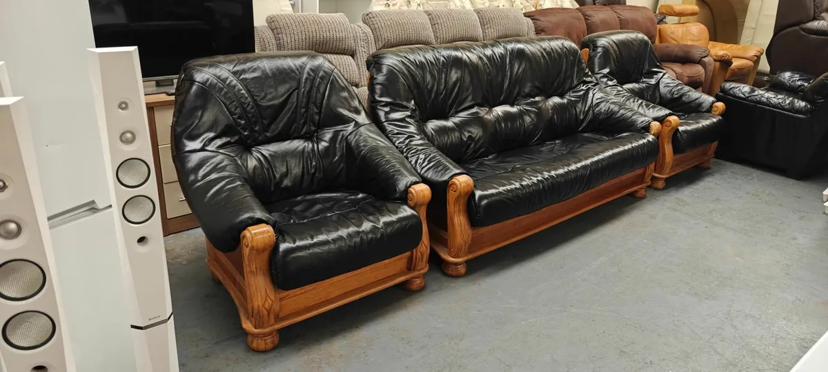 3+1+1 Black Leather Suite - Image 1