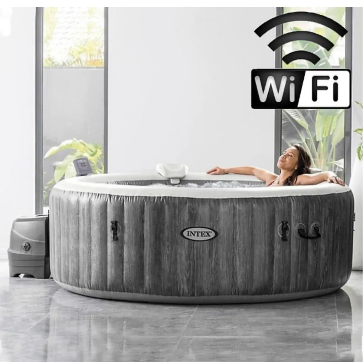 Intex Grey Wood Deluxe WIFI 4 Person Hot Tub - Image 3