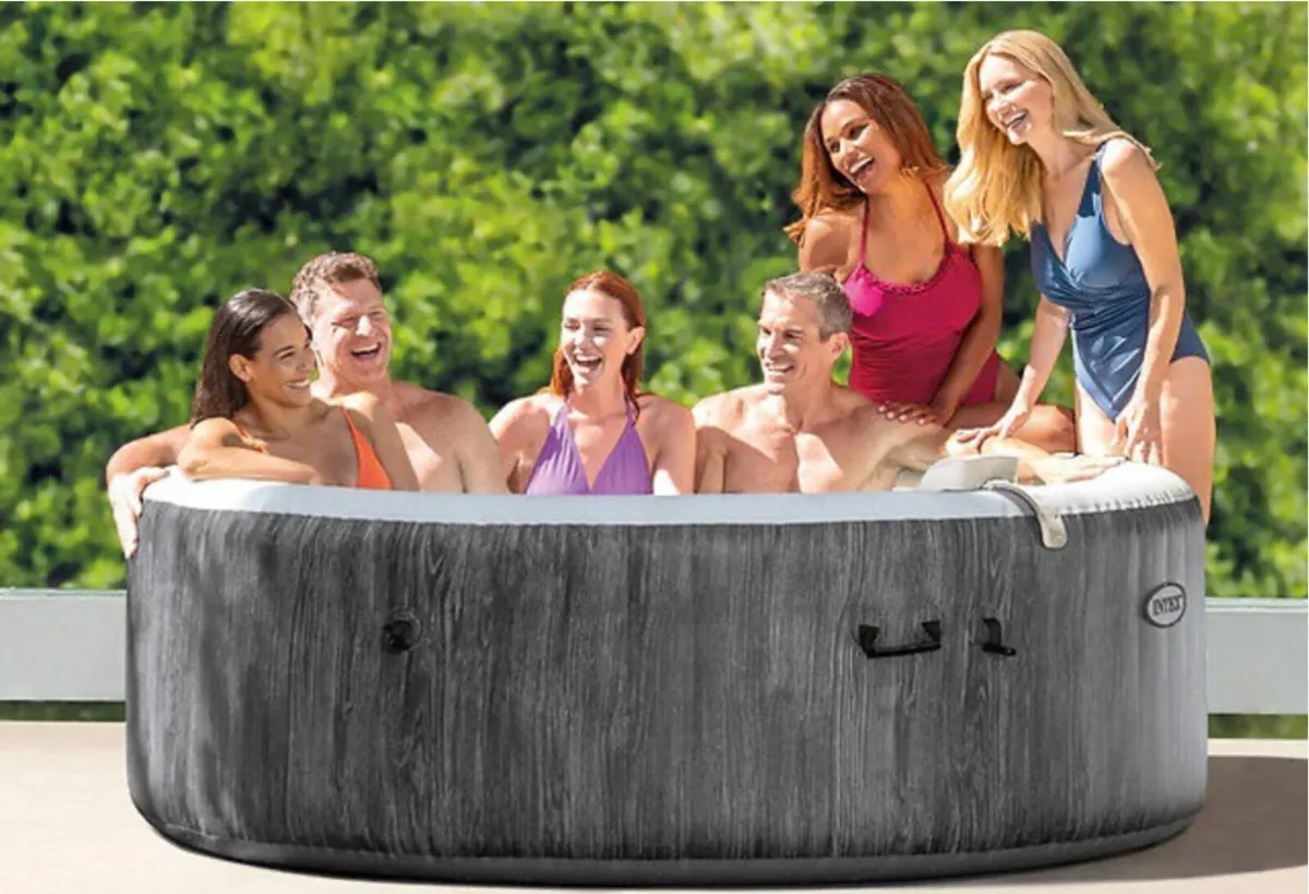Intex Grey Wood Deluxe WIFI 6 Person Hot Tub - Image 1