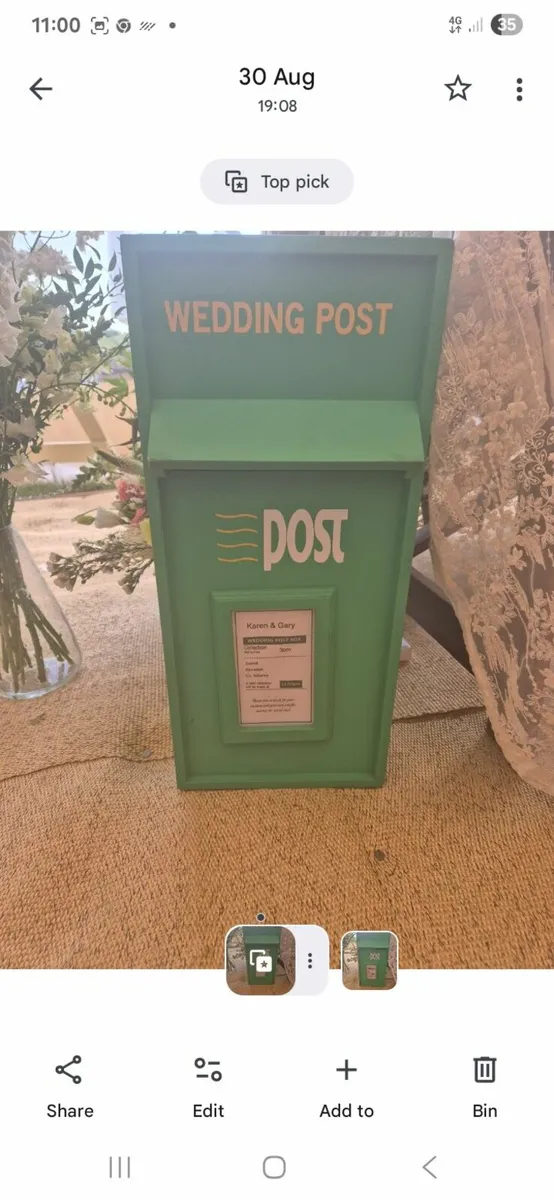 Wedding Card Post Box for hire Waterford - Image 4