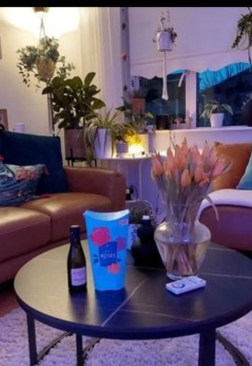 Leather sofa armchair and poofe - Image 1