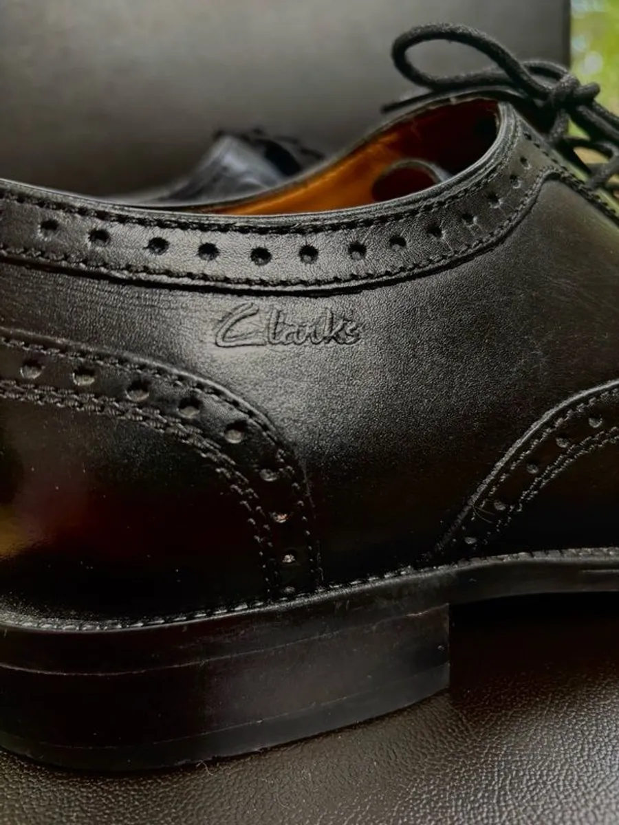 Clarks Black Leather Brogues - Image 3