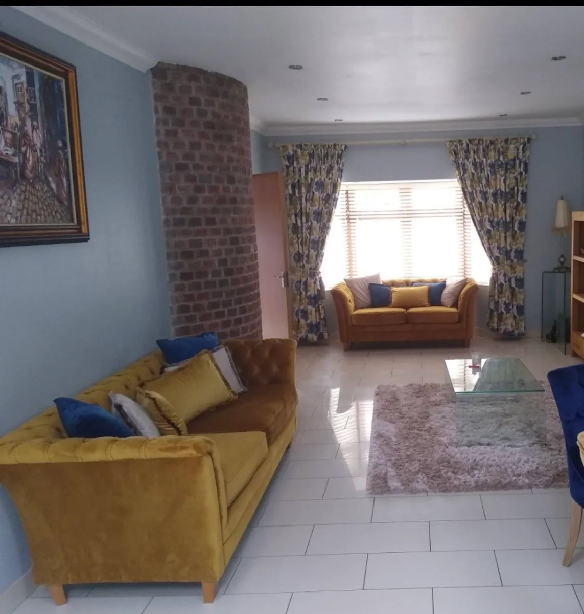 Two & Three seater velvet mustard sofa - Image 2