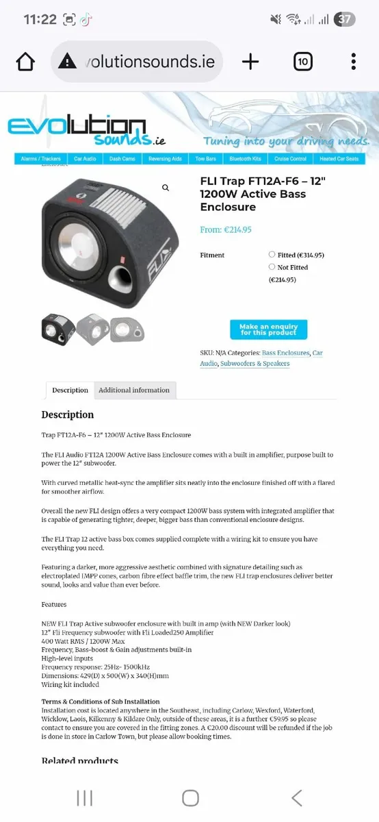 FLI Trap FT12A-F6 – 12″ 1200W Active Bass Almost N - Image 1