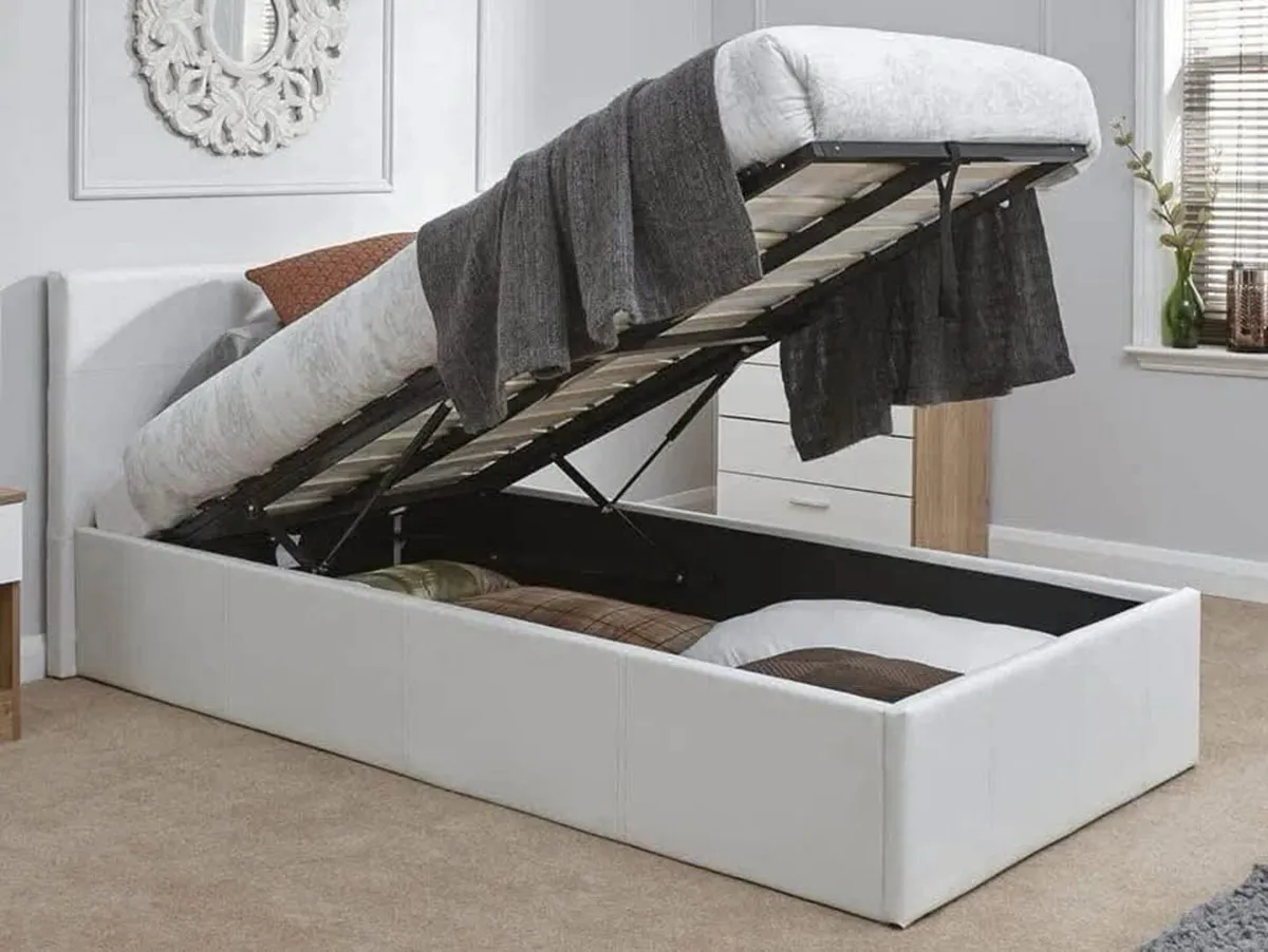 Single Leather Ottoman Storage Beds With Mattress - Image 4