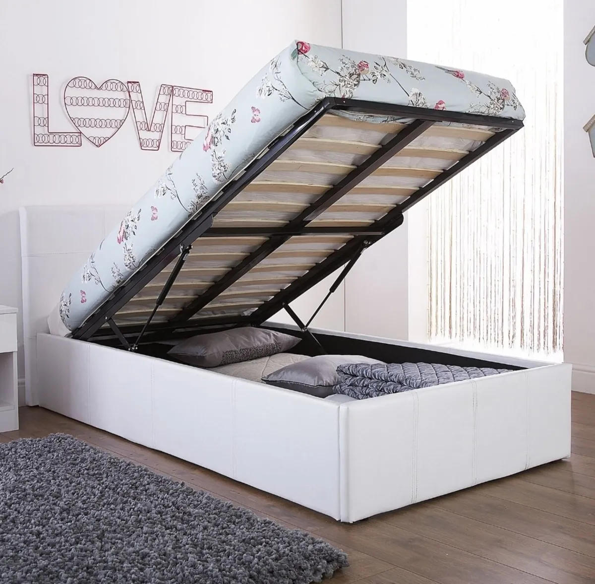 Single Leather Ottoman Storage Beds With Mattress - Image 2