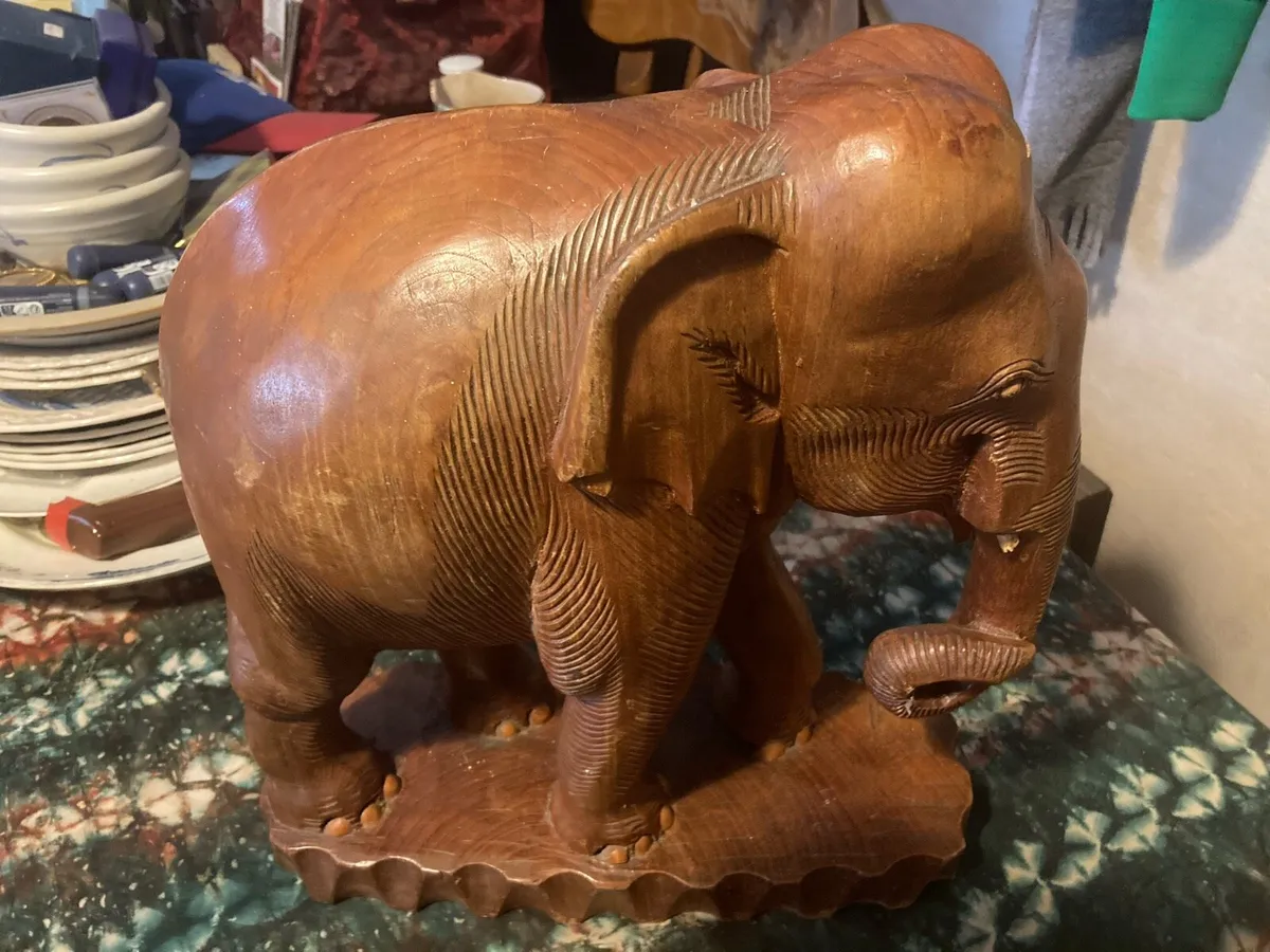 Large hand craved elephant free postage - Image 1