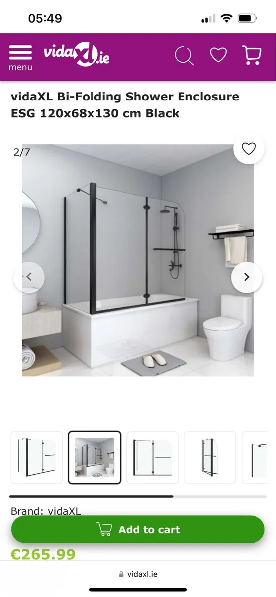 Bath shower screen with towel rail - Image 1