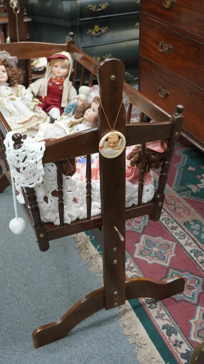 Vintage Wooden Baby Cradle - Image 3