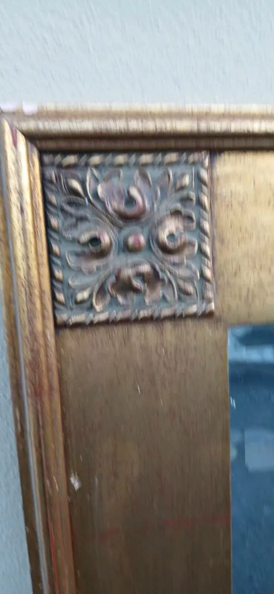 Large old bevelled mirror - Image 4