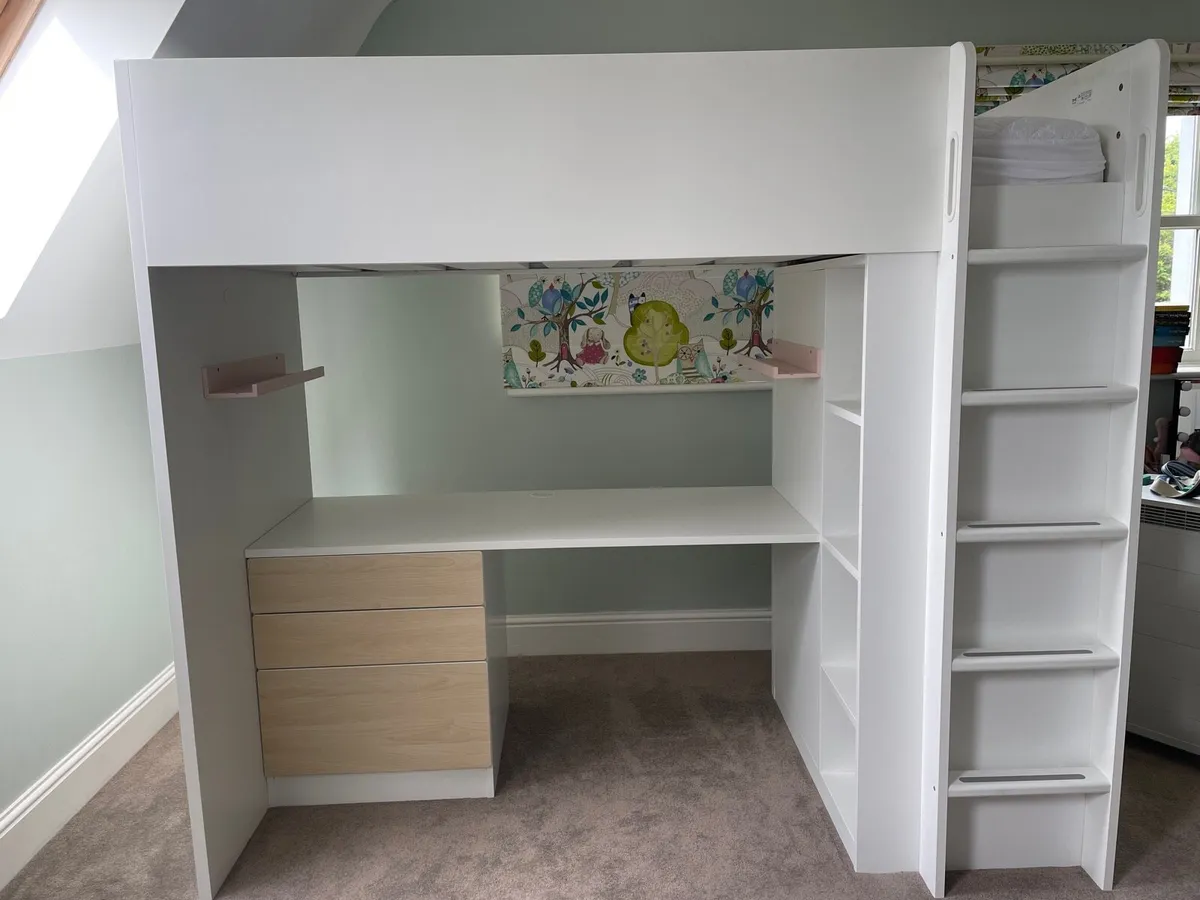 Bunk bed and desk with wardrobe and draw set - Image 1