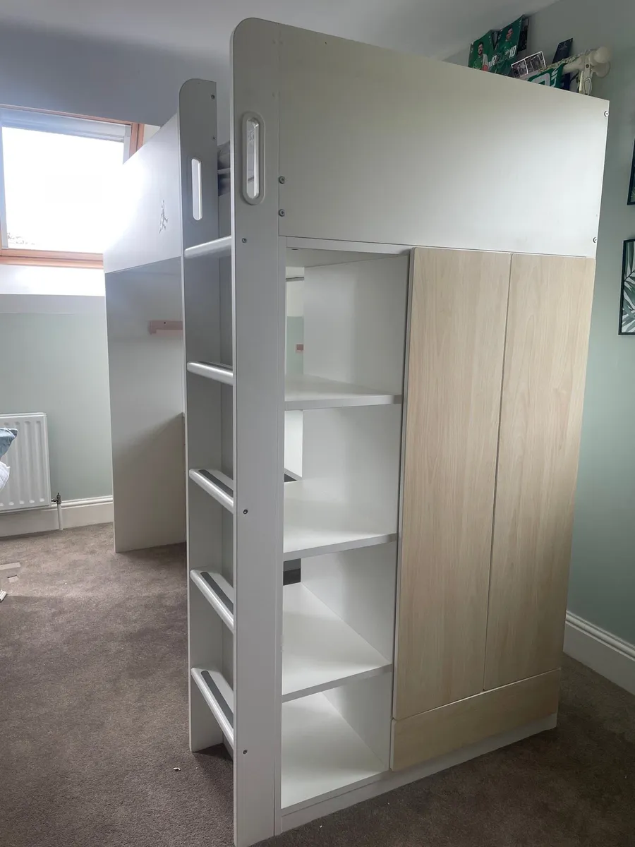 Bunk bed and desk with wardrobe and draw set - Image 2