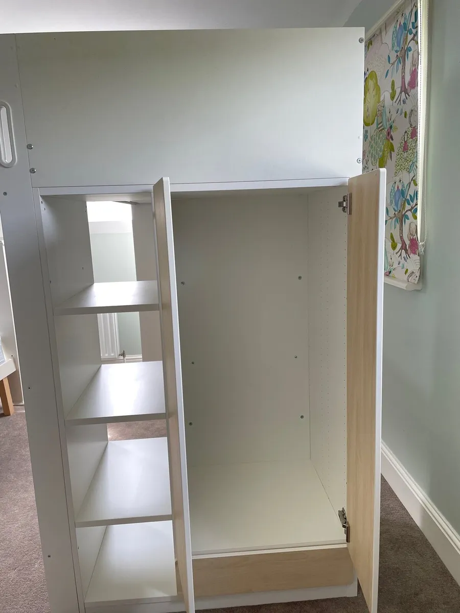 Bunk bed and desk with wardrobe and draw set - Image 3