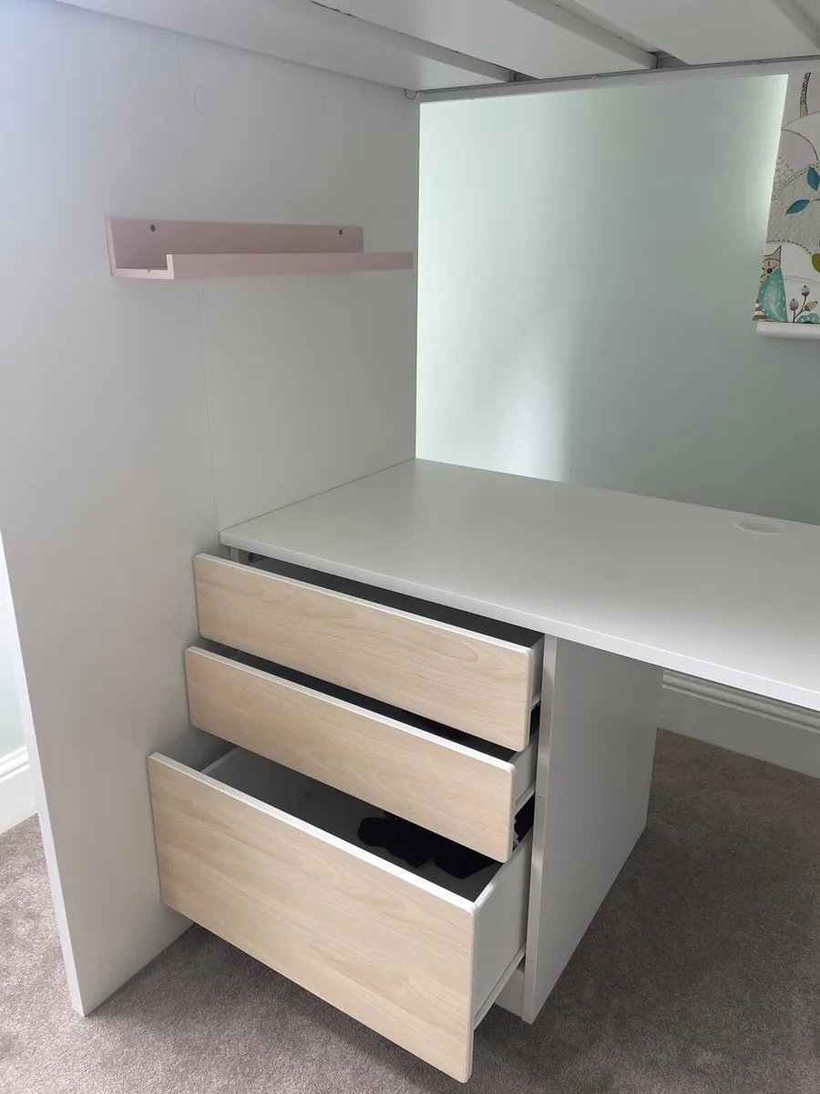 Bunk bed and desk with wardrobe and draw set - Image 4
