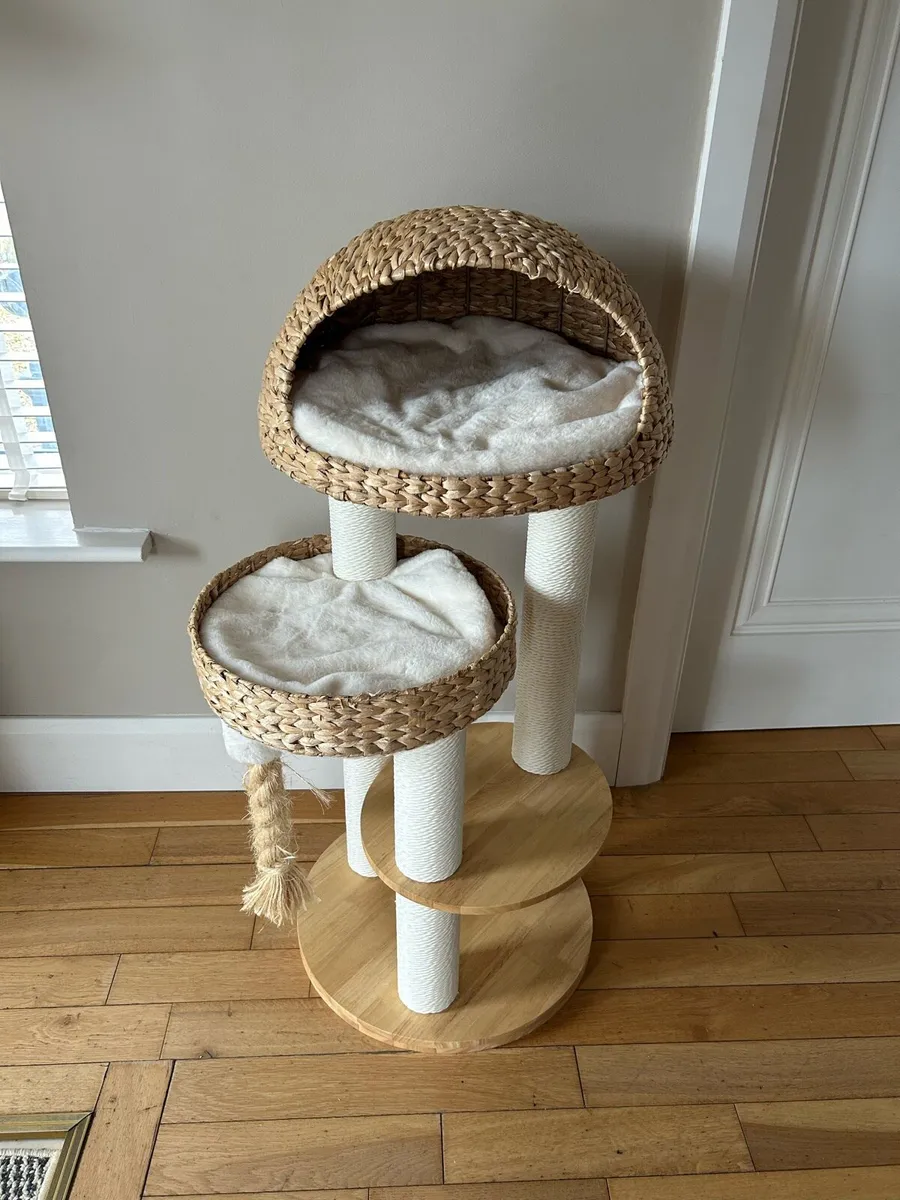 BLUE PAW X-Large Solid Wood & Rattan Cat Tree - Image 1