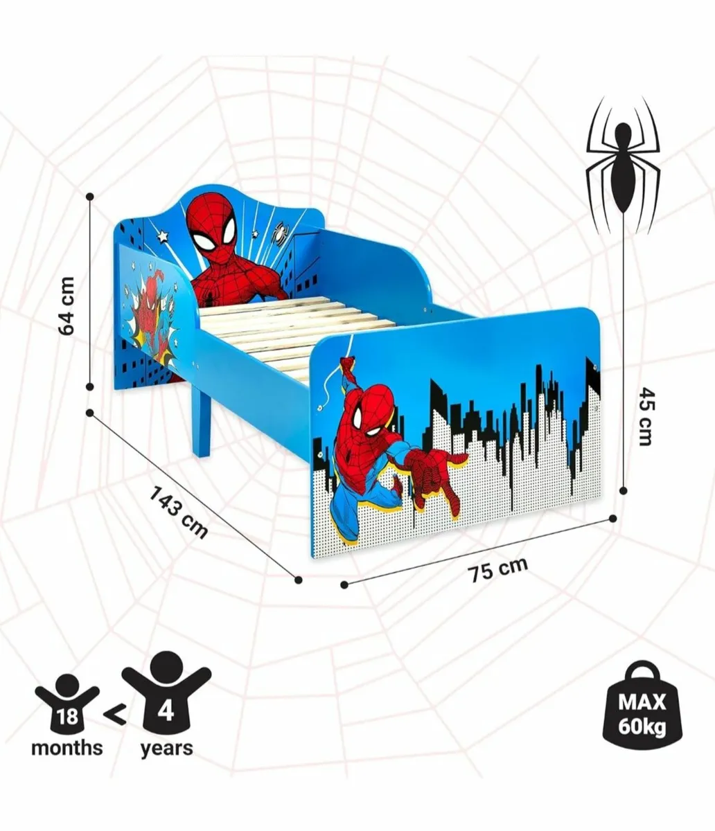 Spiderman bed with mattress and bedside table - Image 3