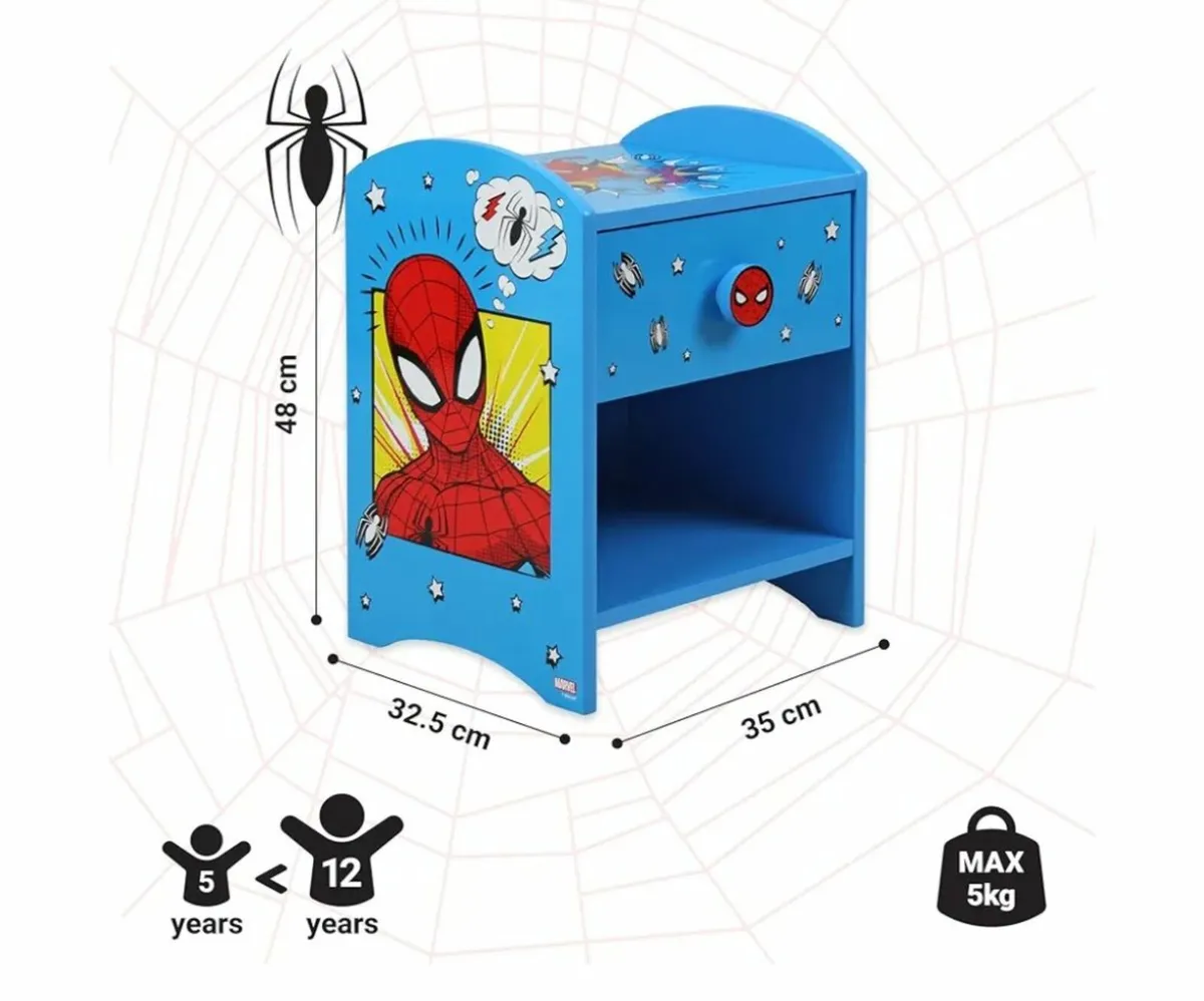 Spiderman bed with mattress and bedside table - Image 4