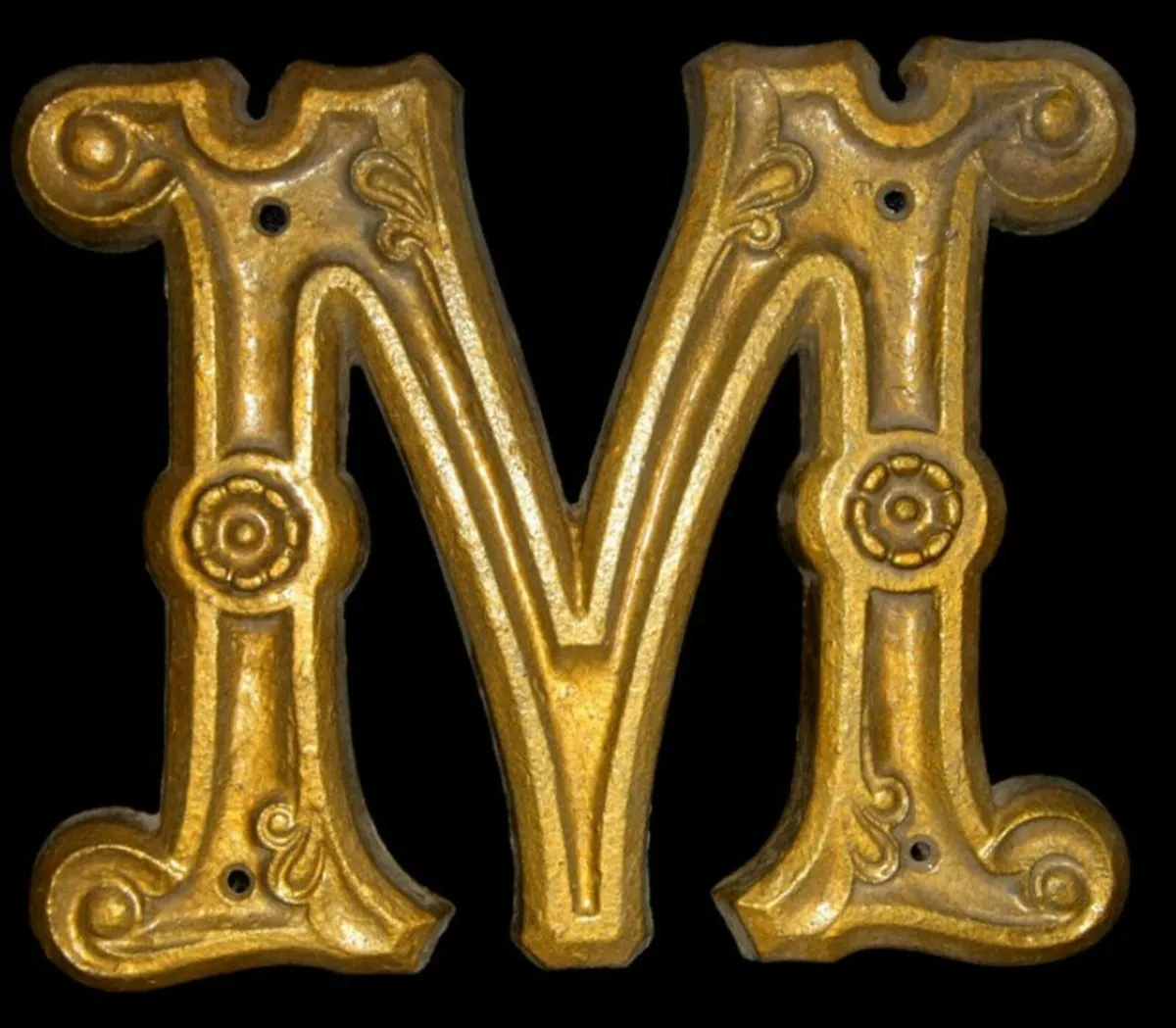 Large Vintage Cast Iron Letter 'M' - Image 1