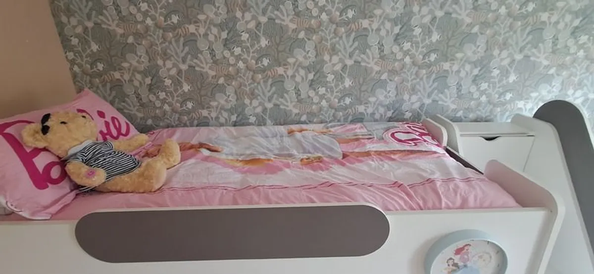Kids Bunk Bed with Storage + Mattresses (Moveable Stairs) - Image 3