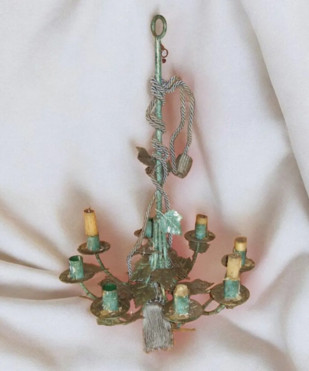 Vintage Metal Ceiling Candle Chandelier - Image 1