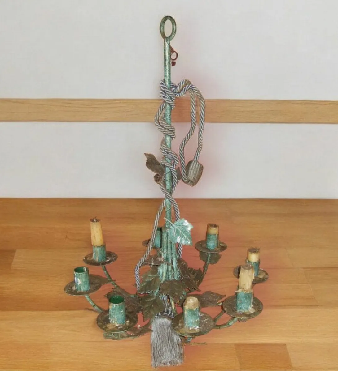 Vintage Metal Ceiling Candle Chandelier - Image 2