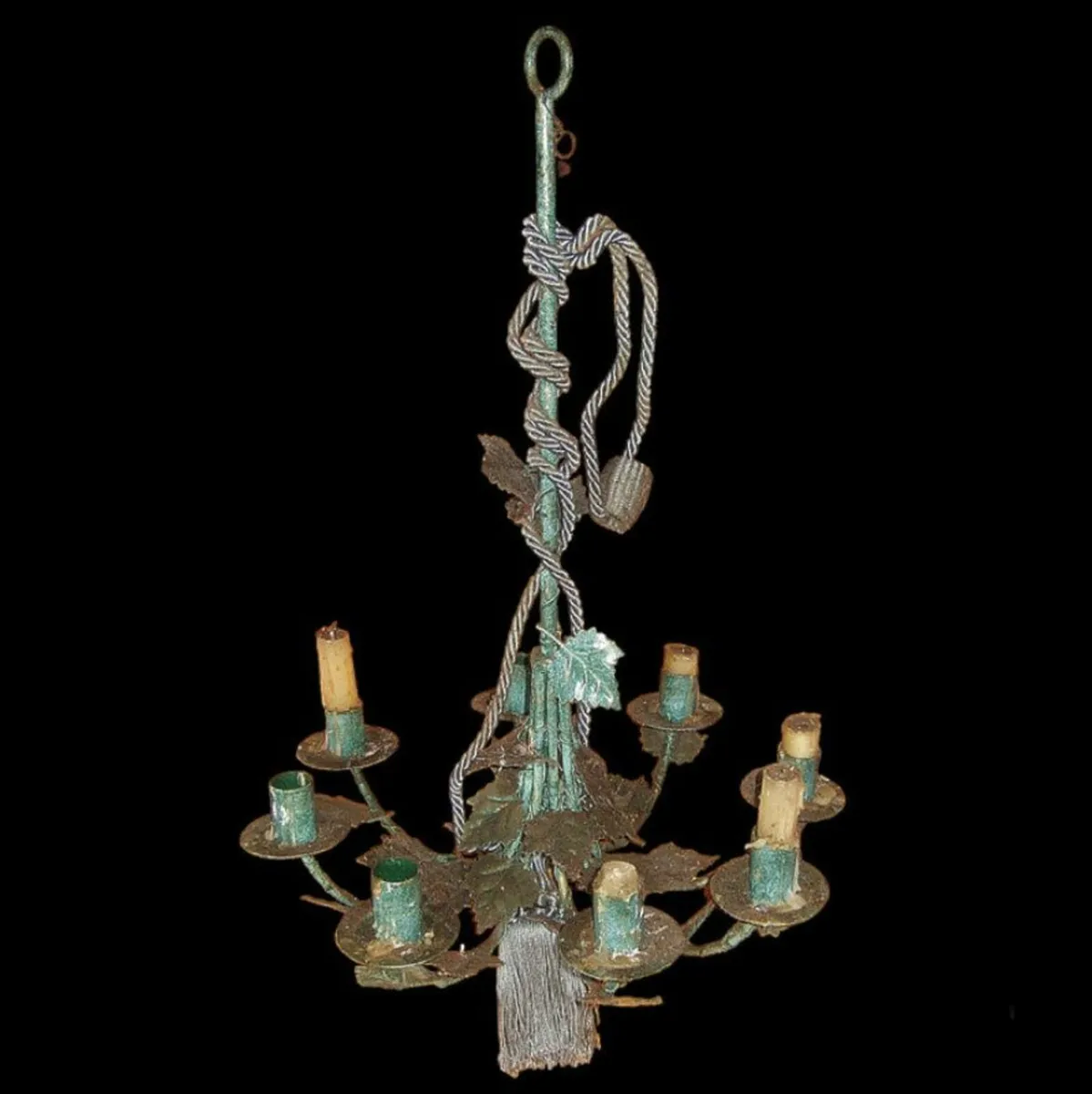 Vintage Metal Ceiling Candle Chandelier - Image 3