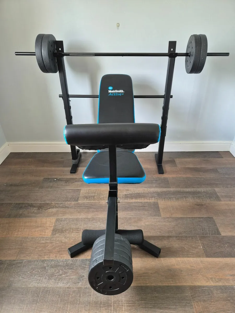 Foldable weight lifting bench and 50kg weight set - Image 2