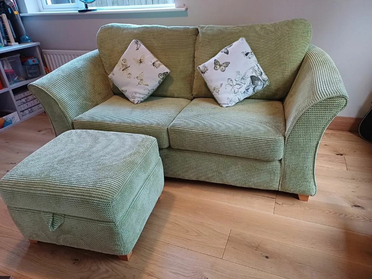 2 Seater Sofa Bed and Foot Stool (with storage) - Image 1