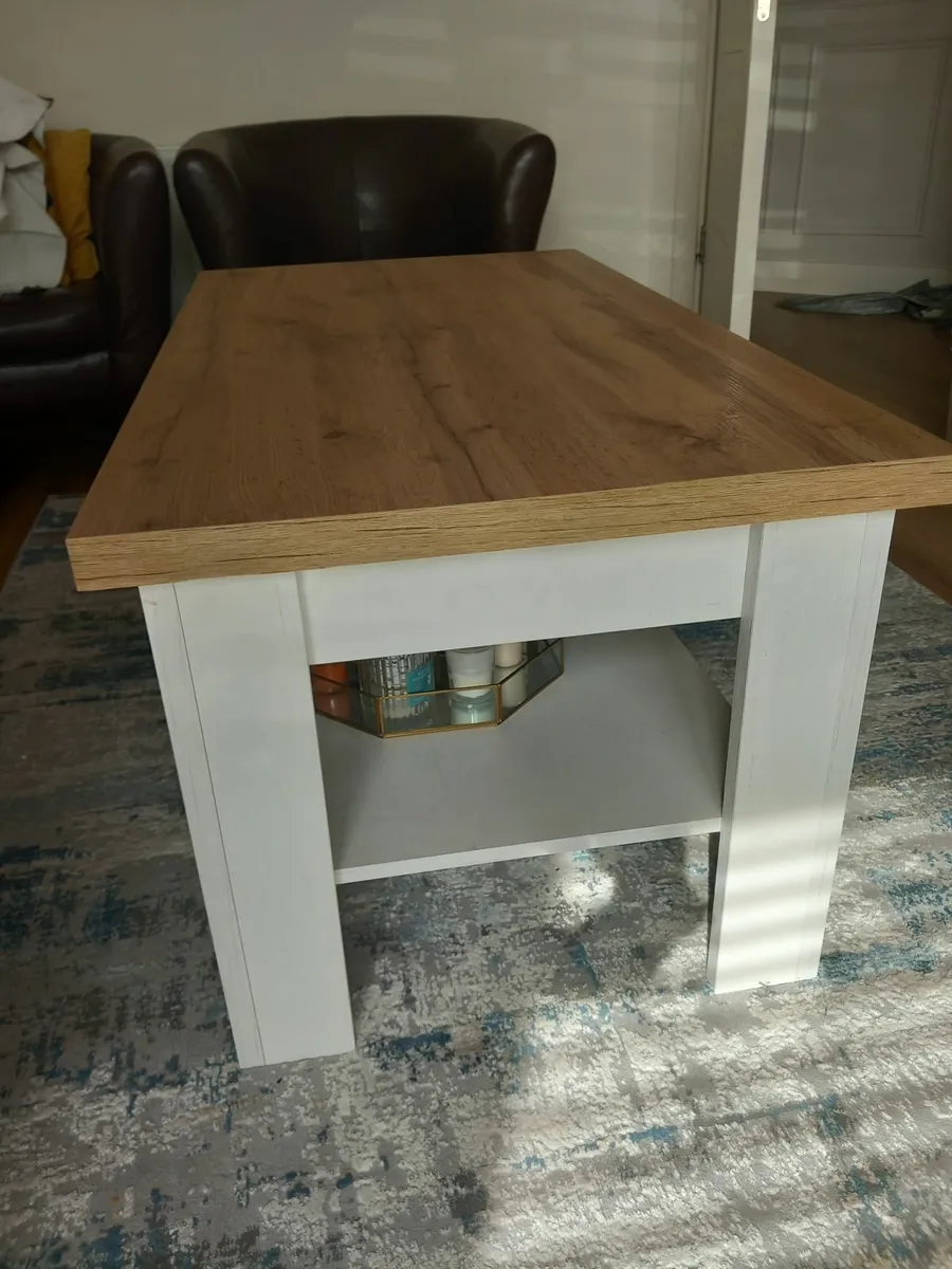 Natural oak and white coffee table - Image 2