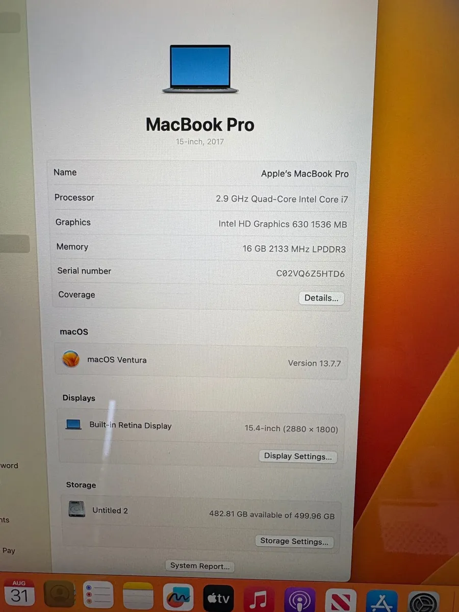 Apple MacBook Pro 15.4" TouchBar -500GB SSD, 16GB, - Image 2