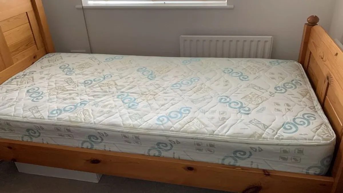 Single wooden bed frame with headboard and foot - Image 3