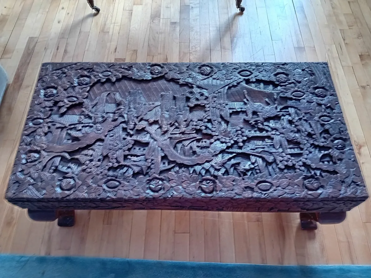 Hand carved tables  x 2 - Image 2