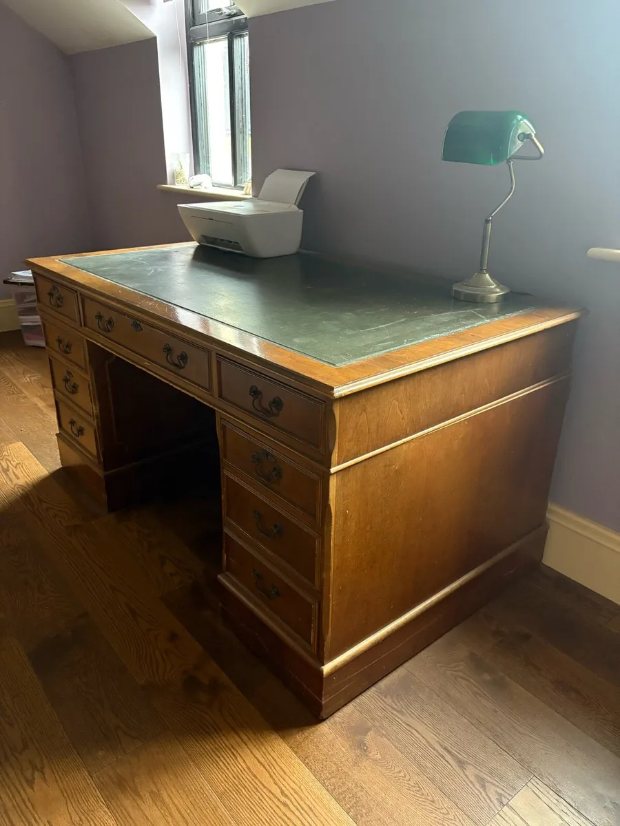 Vintage Leather-Top Pedestal Desk - Image 1
