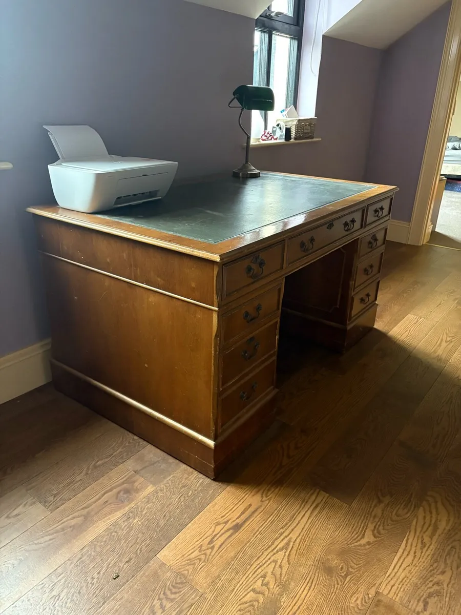 Vintage Leather-Top Pedestal Desk - Image 2