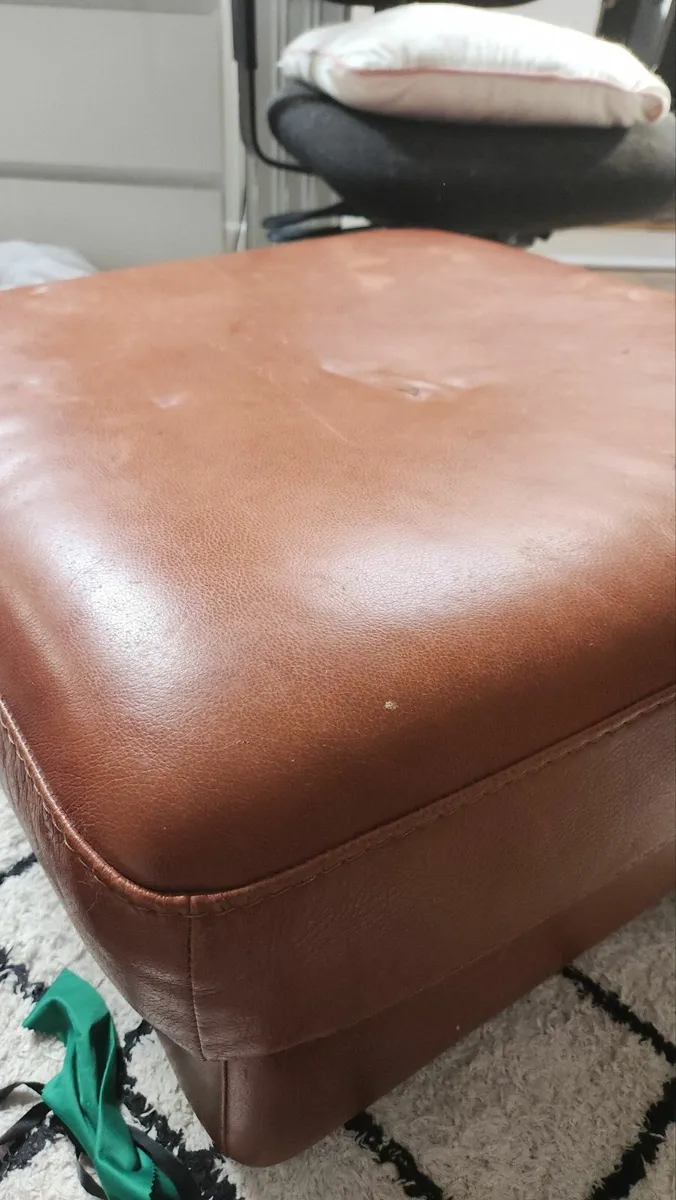 Leather armchair and footstool - Image 2