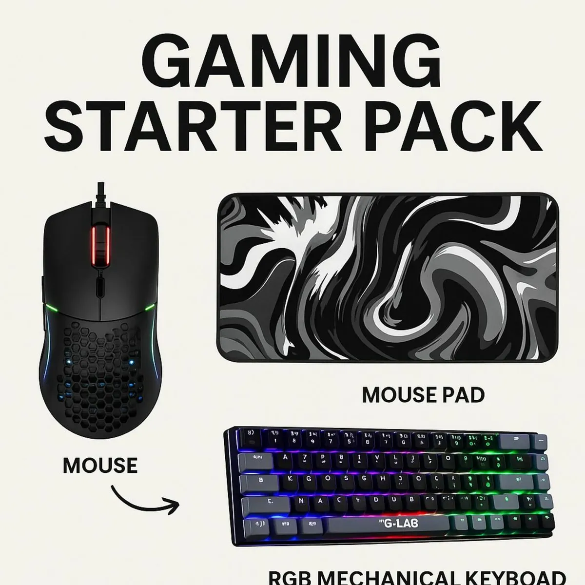 Pro Gamer Bundle – RGB Keyboard, Mouse & Mat - Image 1